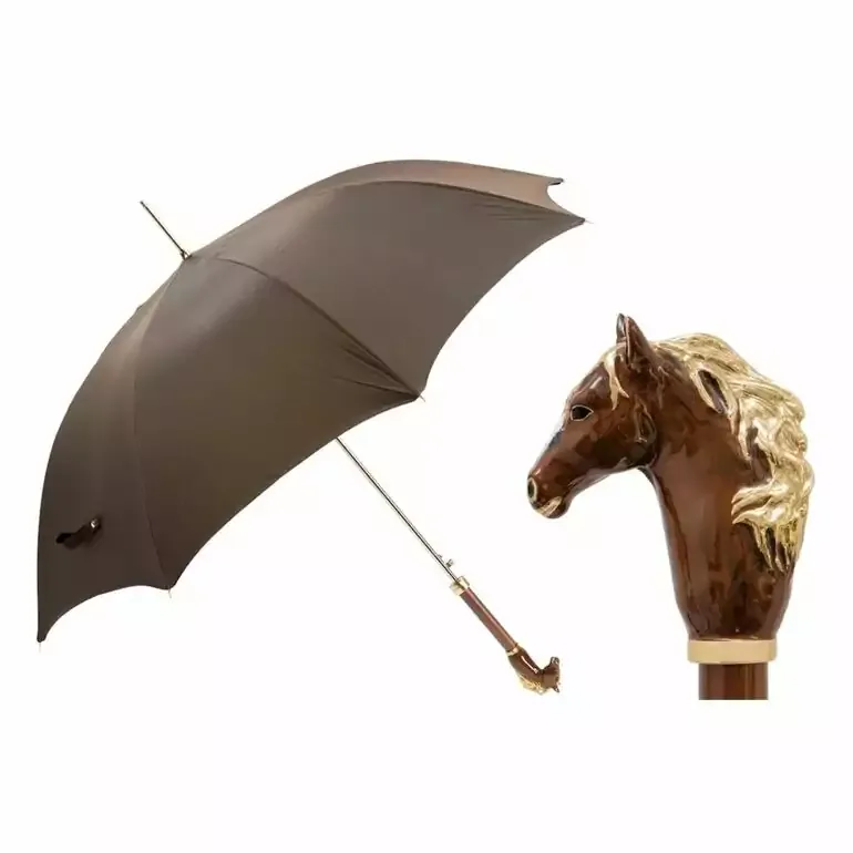 Парасолька Pasotti «Brown Horse» — чоловіча модель з ручкою-конем
