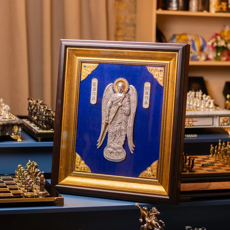 Икона Ангел Хранитель 60 см — инкрустированная медь