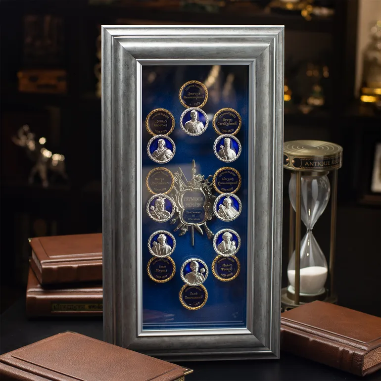 Декоративний колаж «Гетьмани України» з міді та емалей