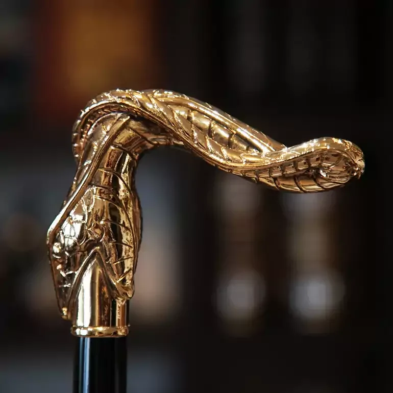 Трость Pasotti Golden Snake из бука с металлической рукоятью