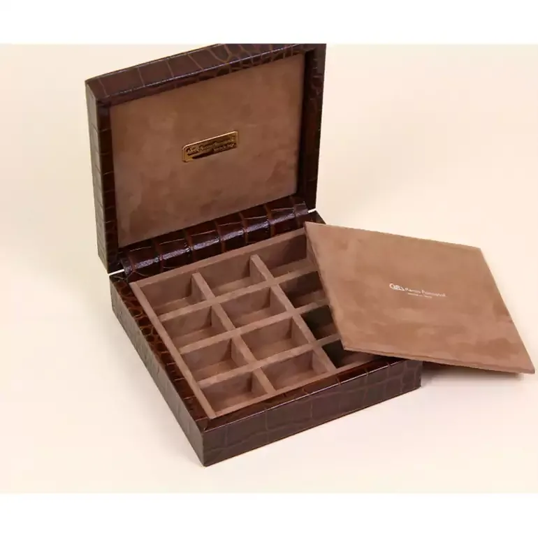 Шкатулка для запонок Brown Crocco от Renzo Romagnoli