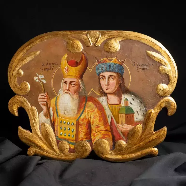Старинная икона «Святые Соломон и Аарон» конца XIX века