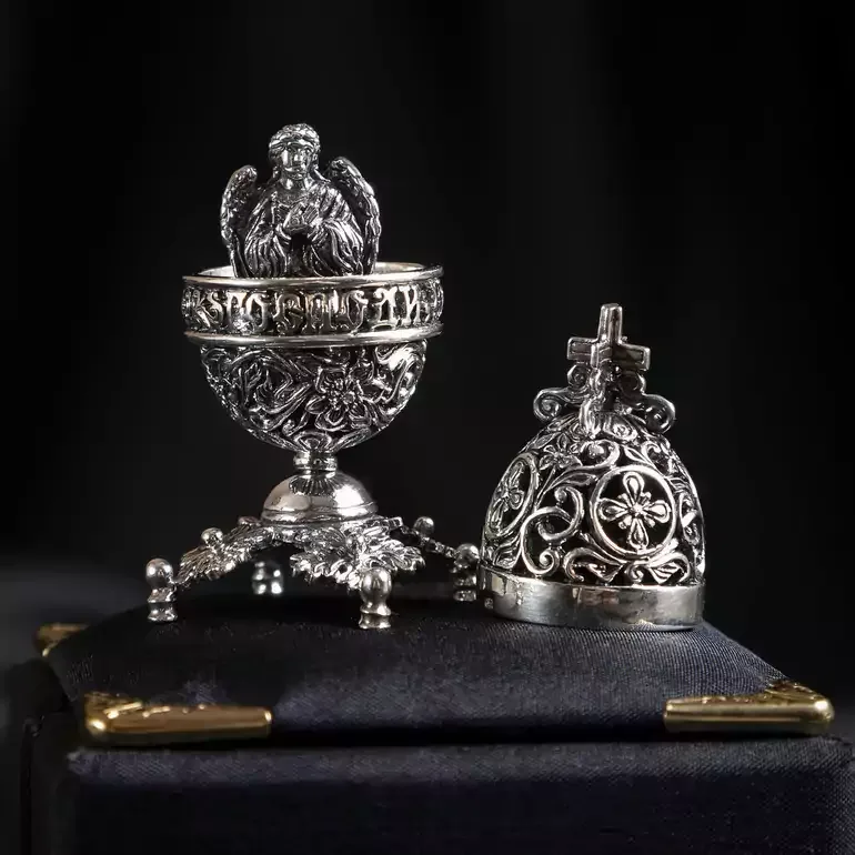 Великоднє яйце «Ангел Хранитель» зі срібла
