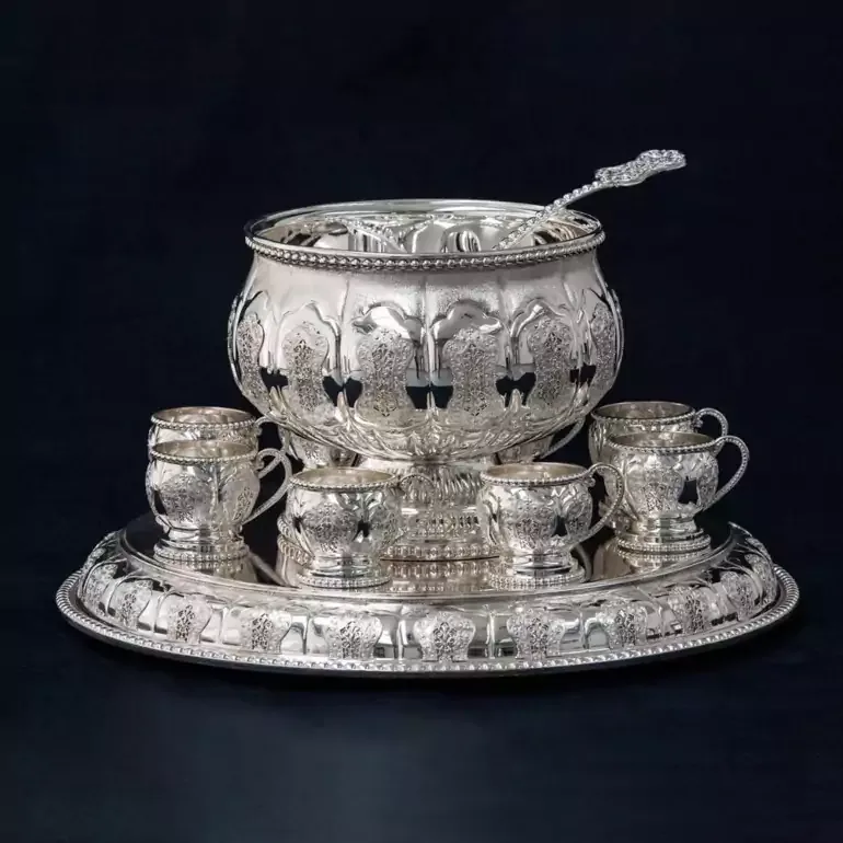 Чаша с чашками Совершенство Silver Tre – серебряное покрытие, Италия