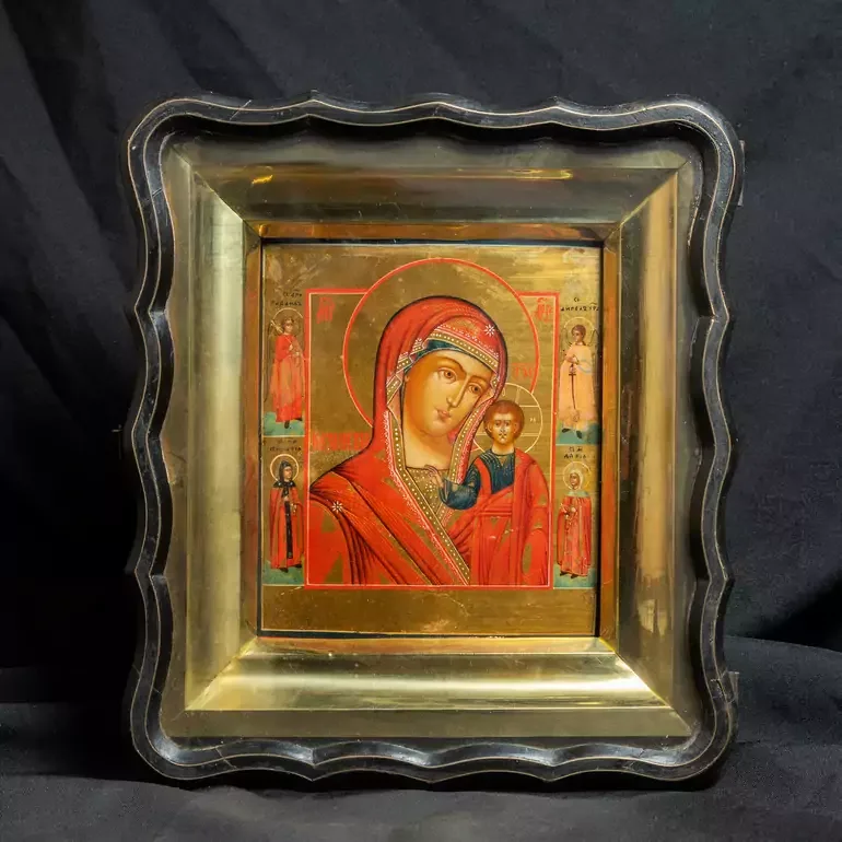 Старовинна ікона Божої Матері з чотирма святими, середина XIX ст.