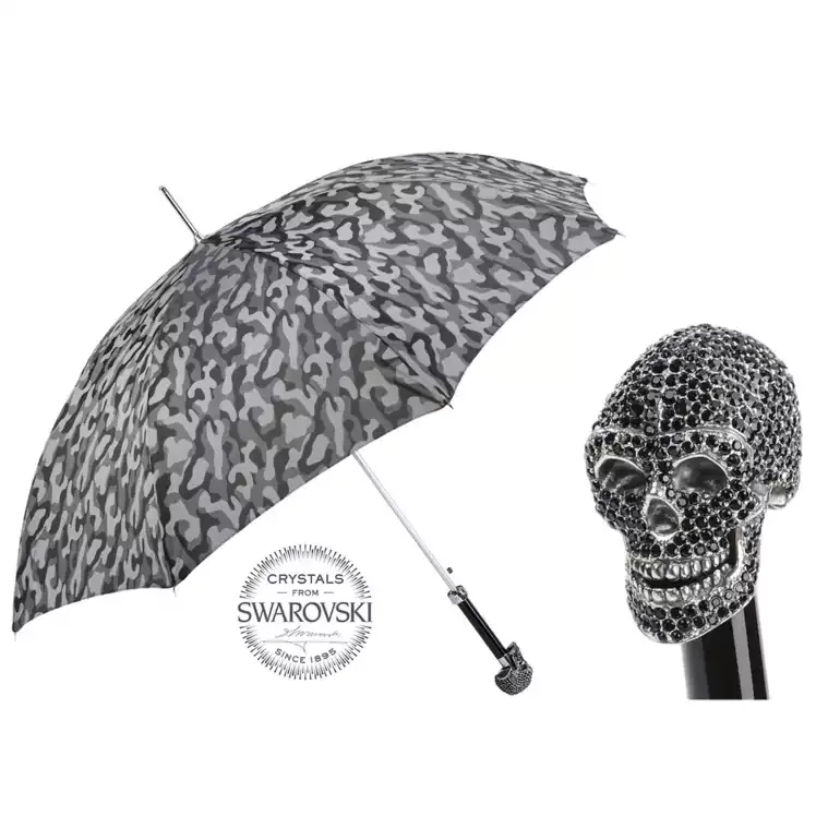 Чоловіча парасолька Pasotti "Black skull" з кристалами Swarovski