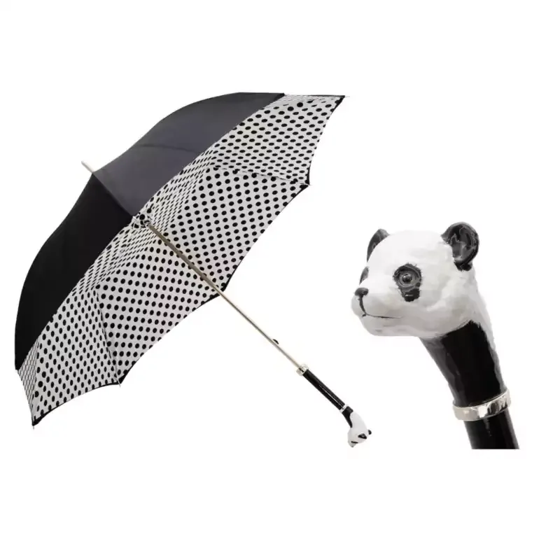 Зонт Panda от Pasotti — купол в горошек и ручка с пандой