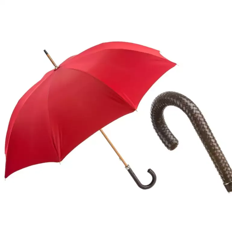 Парасоля Pasotti «GENT UMBRELLA WITH BRAIDED LEATHER HANDLE»