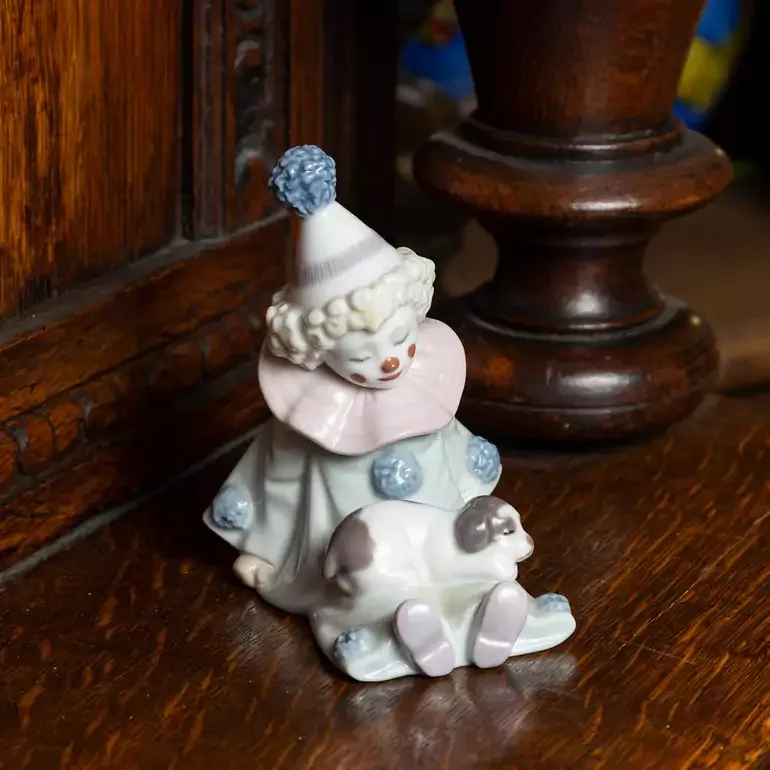Фарфоровая статуэтка «Клоун с щенком», Lladro, Испания, 1985 год