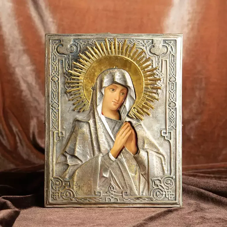 Ікона Богородиці в латунному окладі кінця XIX ст.