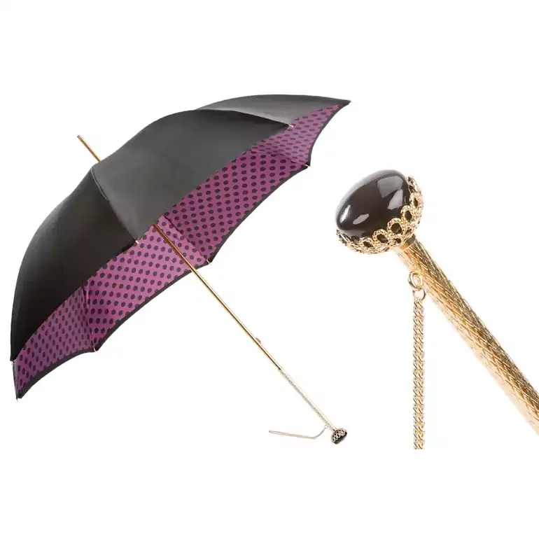 Жіноча парасоля Purple black polka dots — Pasotti