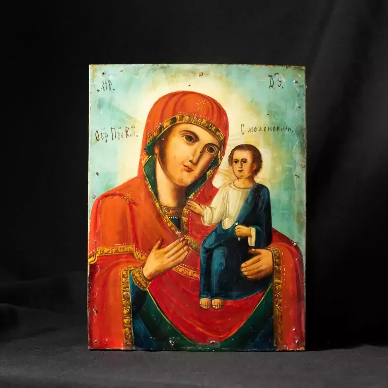 Старинная икона «Смоленская Богородица» конца XIX — начала XX века