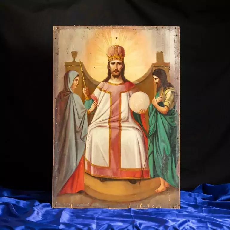 Старовинна ікона «Деісус» кінця XIX століття, дерев'яна, Україна