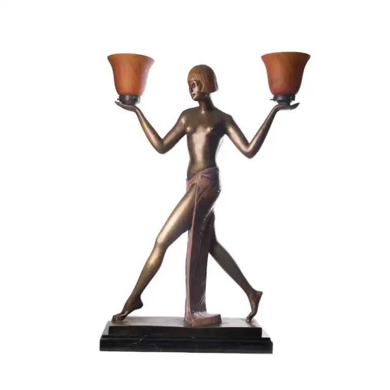 Бронзова лампа Female Silhouette — світильник у стилі Art Deco