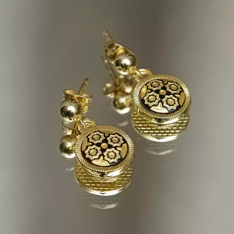 Сережки Fashion від Anframa — дамаскінування і позолота