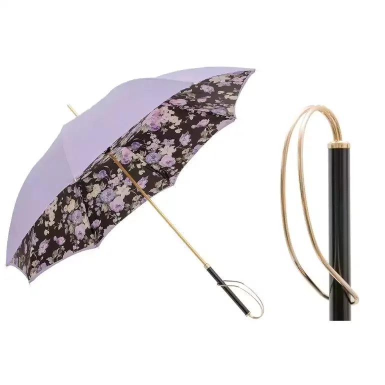 Парасолька «Lilac Flowers» от Pasotti: двойной купол, ручка из дерева и латури