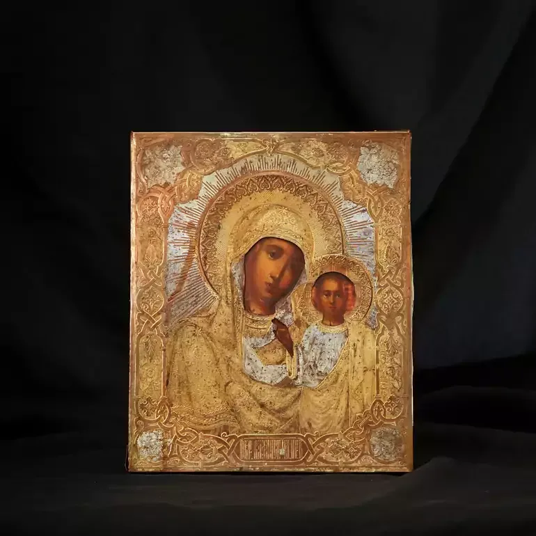 Старинная икона Божьей Матери Одигитрия конца XIX — начала XX века