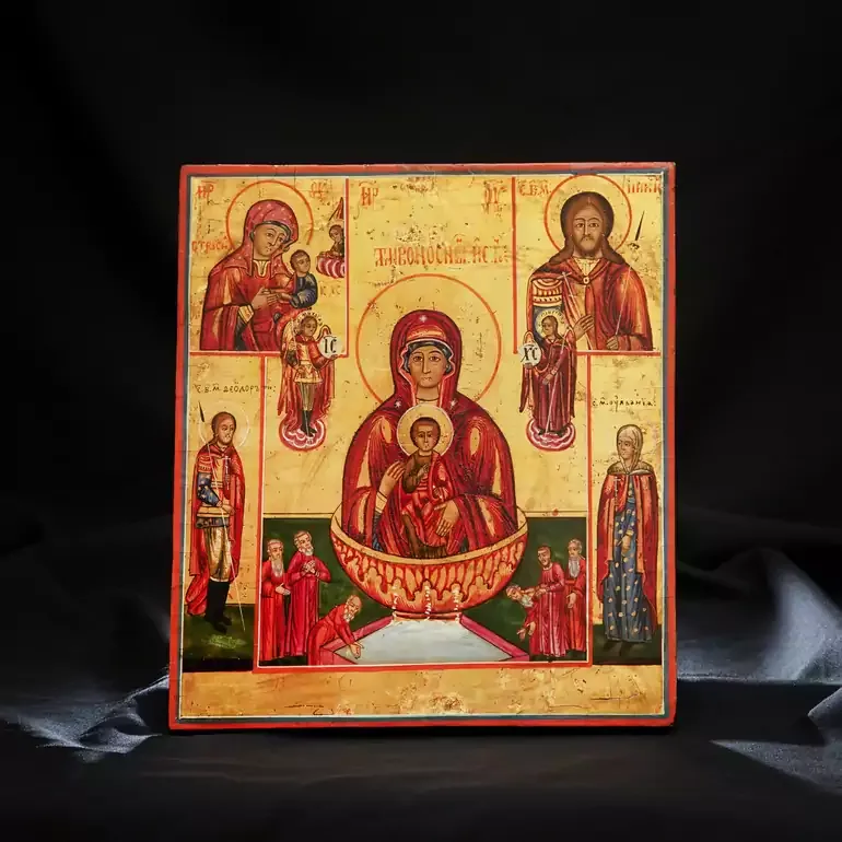 Антикварная икона «Живоносный источник» — центральная Украина, середина XIX века