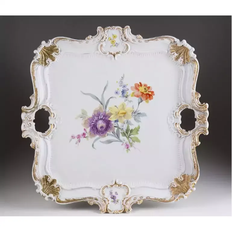 Антикварный фарфоровый поднос Meissen (1815–1860)