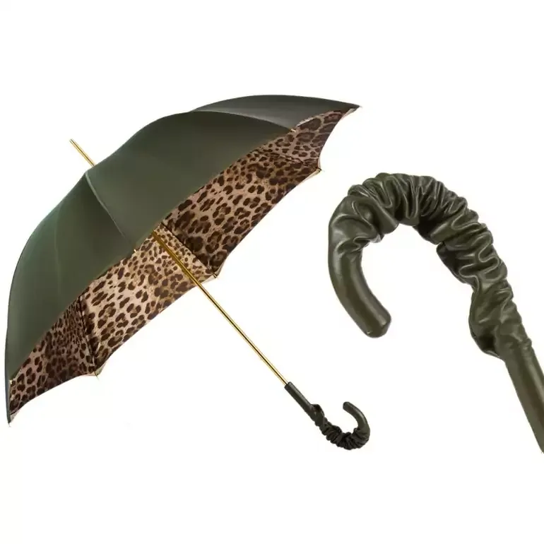 Парасолька-тростинка Pasotti Leopard Print Olive Green