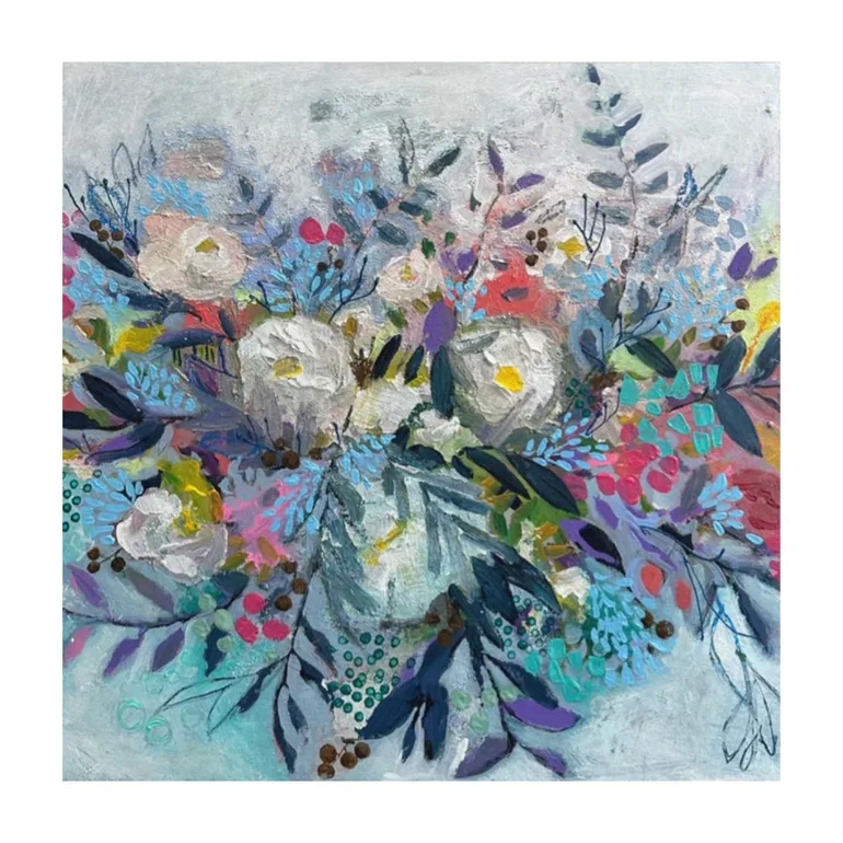 Картина «Святкова-квіткова» Тетяни Хитрої: акрил, текстура, 50×50 см
