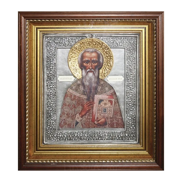 Ікона Святитель Василь Великий — посріблена з позолотою