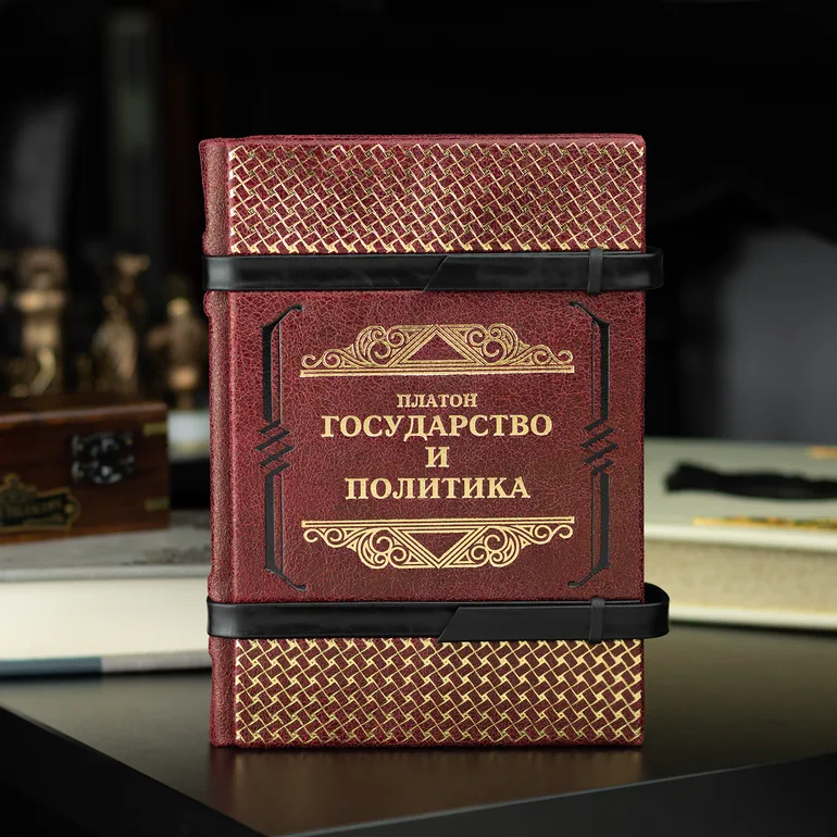 Книга «Держава та політика» Платона в шкіряній палітурці ручної роботи