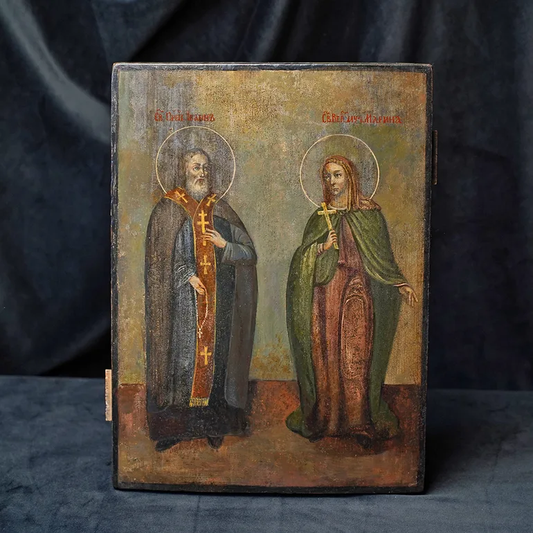 Старовинна ікона свв. Іоанна Прозорливого й Марини Антіохійської (XIX ст.)