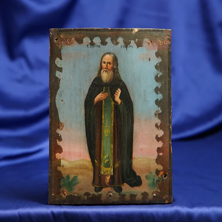 Раритетная икона Святого Евфимия (конец XIX века), дерево, без реставрации