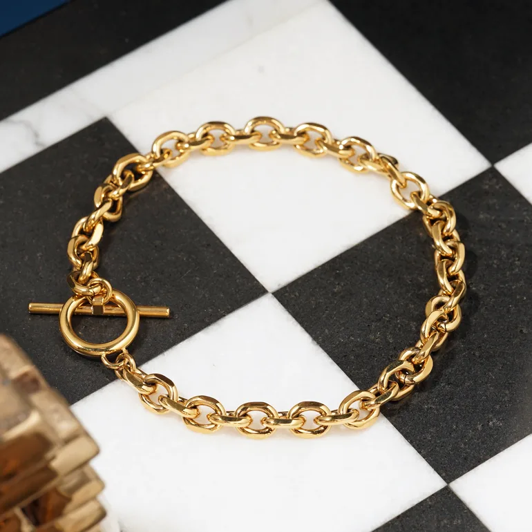 Браслет Skultuna Golden Chain XL — чоловічий аксесуар із позолоченої сталі