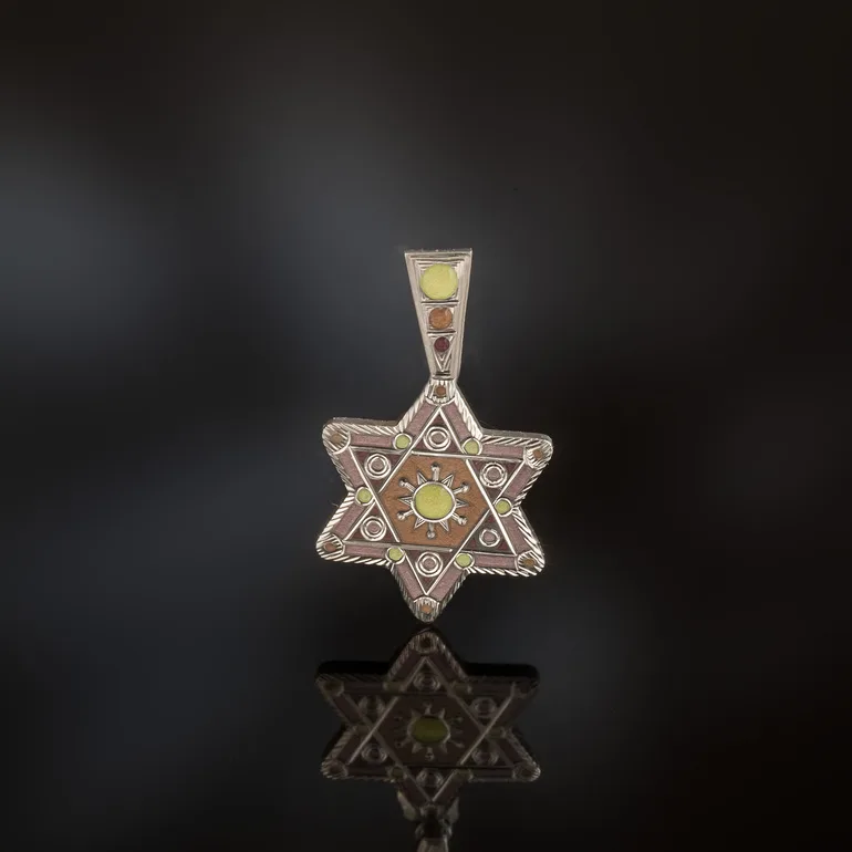 Срібний кулон з емаллю "Magen David" від Lobortas