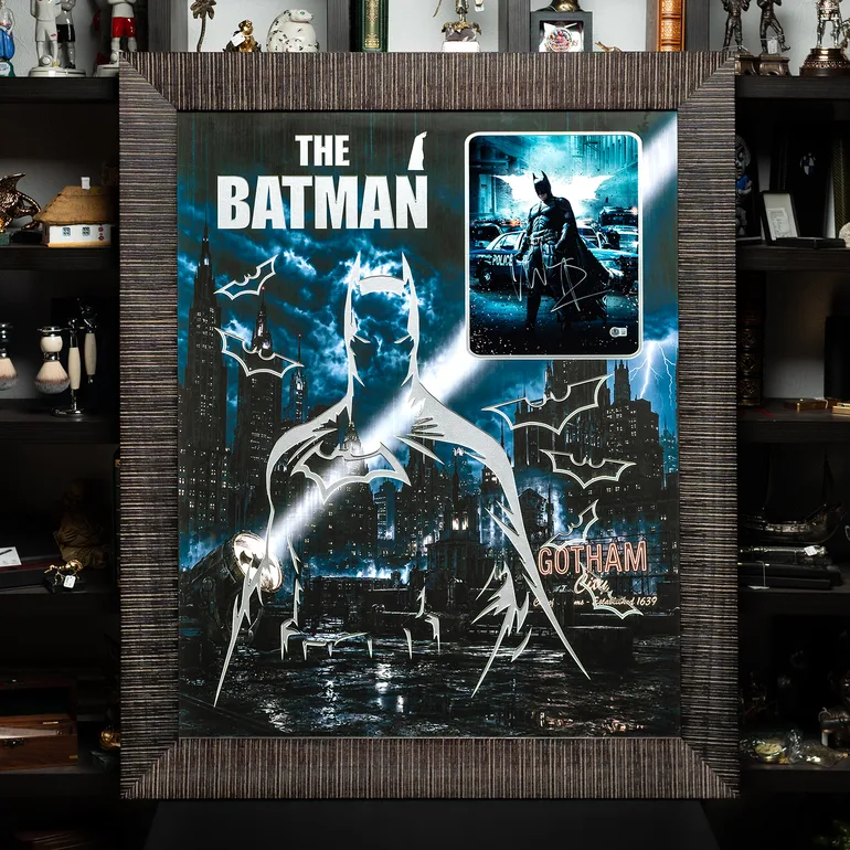 Коллаж с сертифицированным автографом Кристиана Бейла (The Batman)