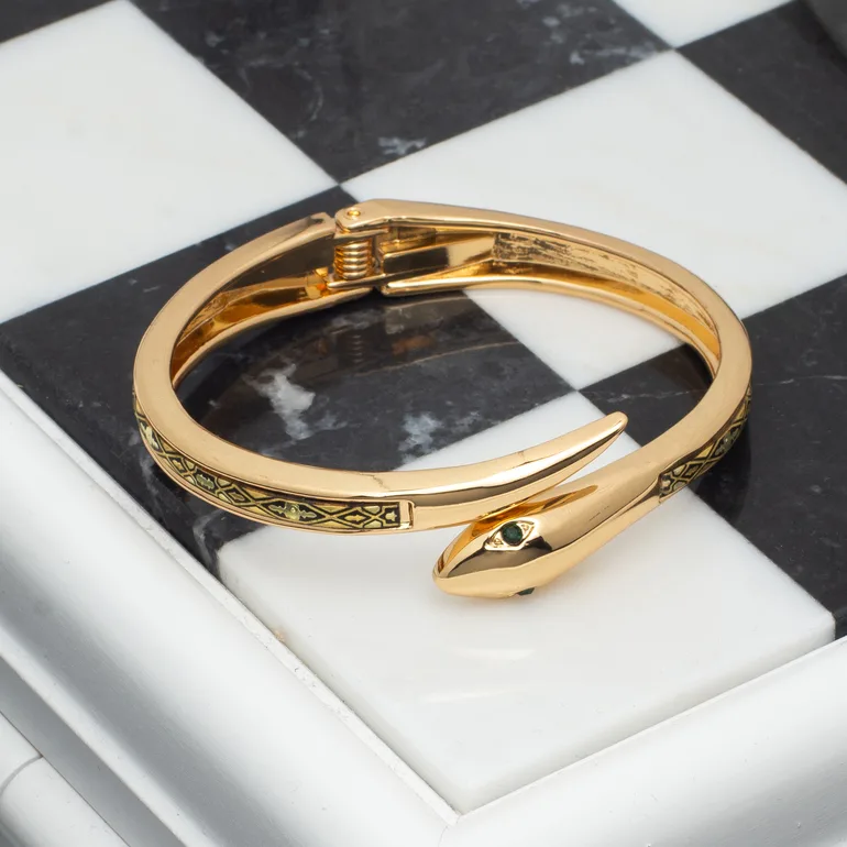Браслет «Золота змія» з дамаської сталі та каменів Swarovski від Anframa