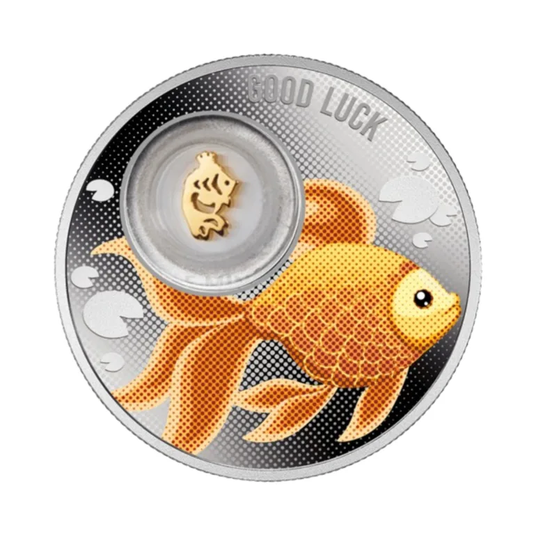 Серебряная монета с позолотой Goldfish, 500 франков, 2024 год