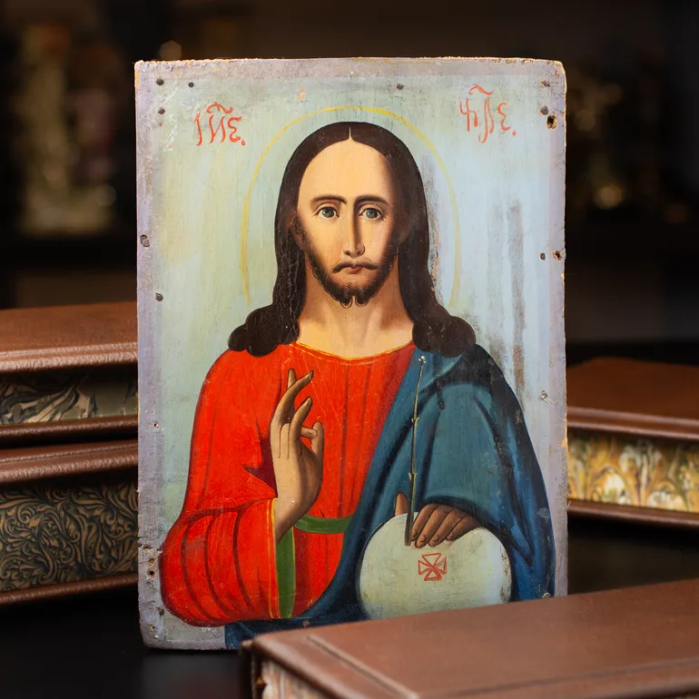 Старинная икона Иисуса Христа конца XIX века, Центральная Украина