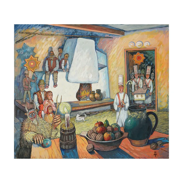 Картина Т. Данилича «Колядники» (2010) — темпера на холсте