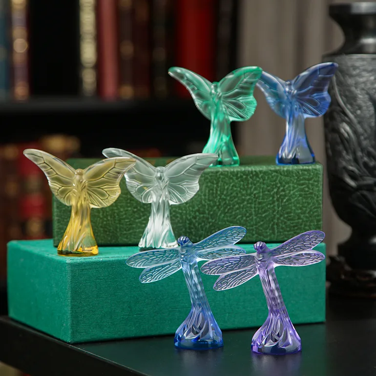 Коллекция хрустальных статуэток Lalique Dragonfly и Papillon