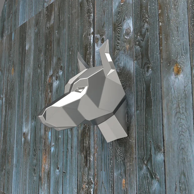 Настінна скульптура Duduk «Doberman» з нержавіючої сталі, 29,2×18,4×32,9 см