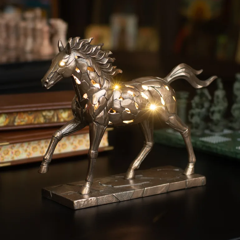 Статуетка "Galloping horse" з підсвіткою та бронзовим покриттям
