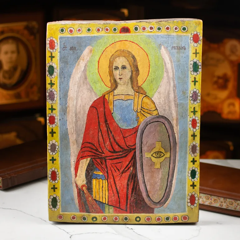 Українська народна ікона святого архангела Михайла, Буковина, початок XX ст.