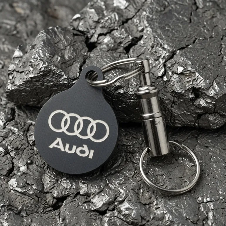 Титановий брелок «Audi» зі швейцарським карабіном «Victorinox» від Calti