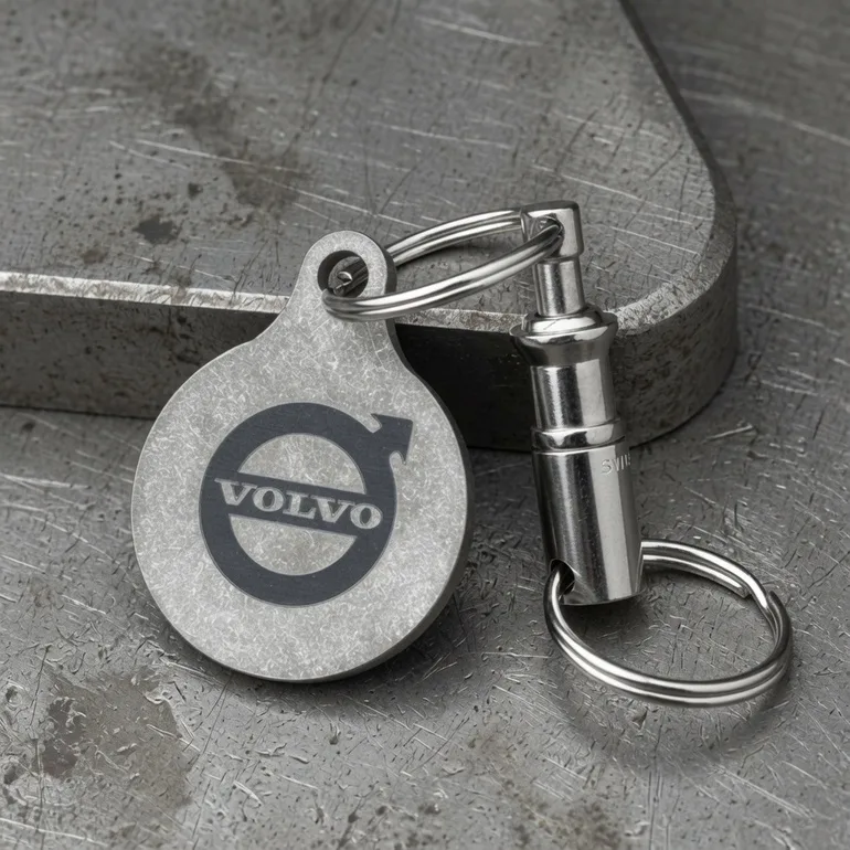 Титановый брелок Calti «Volvo» со швейцарским карабином