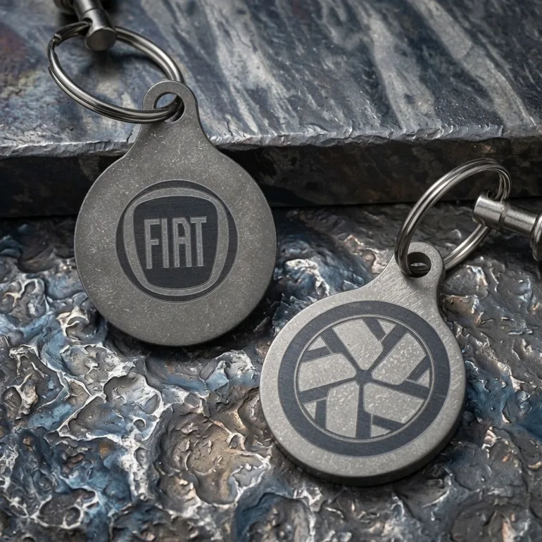 Титановий брелок «Fiat» зі швейцарським карабіном «Victorinox» від Calti