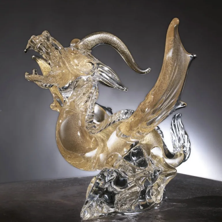 Кришталева статуетка "Gold Dragon" ручної роботи від Duccio di Segna
