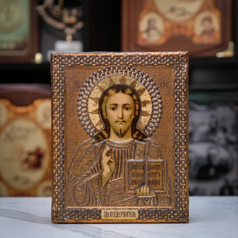 Икона Господа Вседержителя, 1896 год, фабрика Жако, без реставрации
