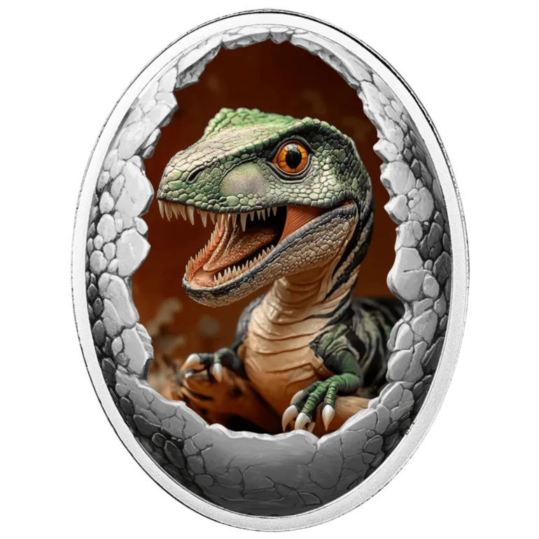 Срібна монета Tyranozaur з лентикулярним 3D ефектом