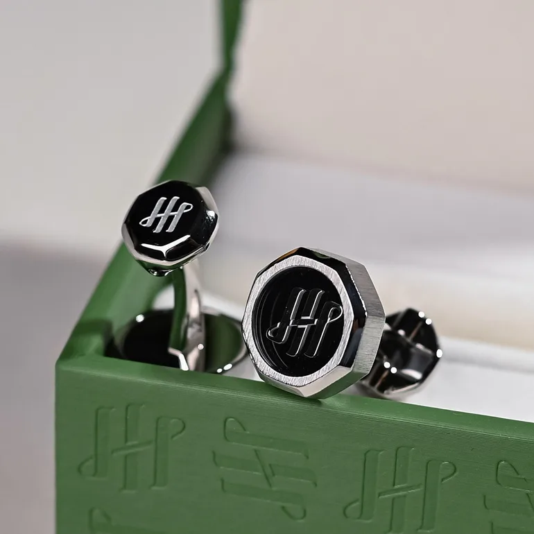 Запонки Montegrappa Otto из палладия, стали и сапфира