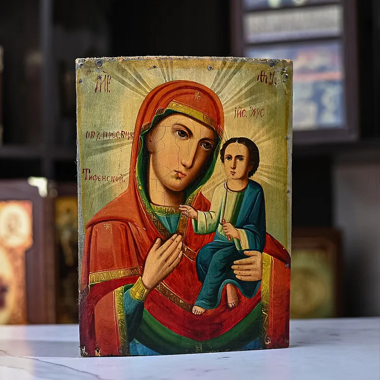 Икона Тихвинской Божьей Матери, конец XIX — начало XX вв., центральная Украина