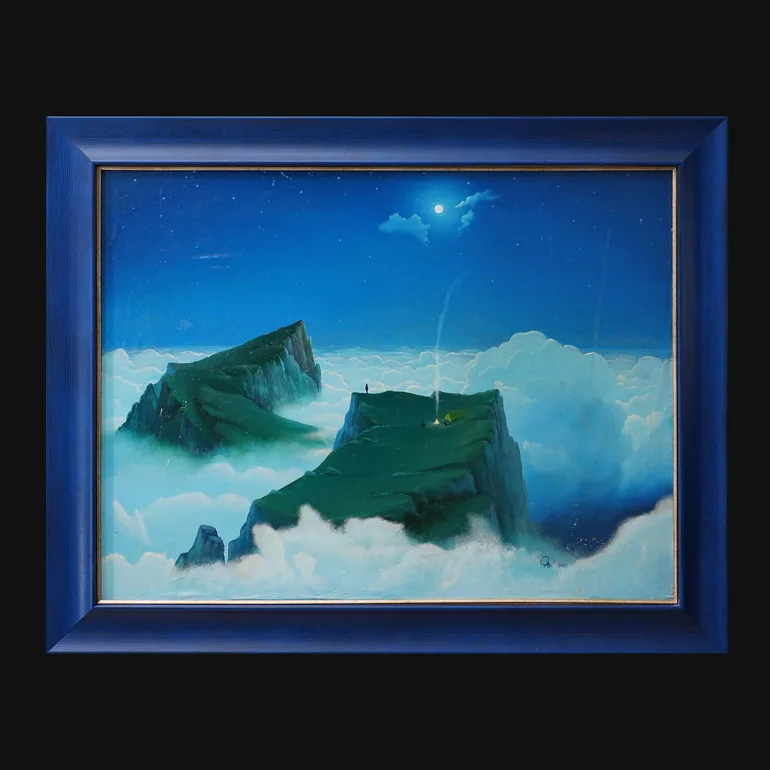 Картина «Остров в небе», 2002 — ночной пейзаж маслом, 55×75 см