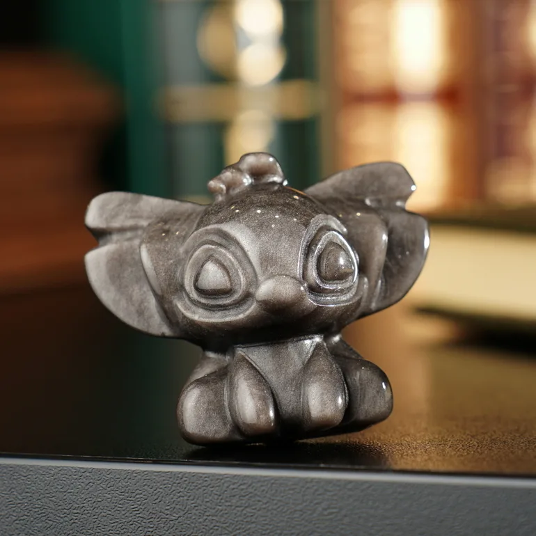 Мініатюрна статуетка Stitch з обсидіану Stone Art Designe
